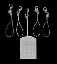 5 snore med forsølvede karabinlåse